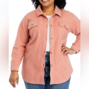 NWT Wonderly Belk Women’s Plus Size Long Sleeve Terry Shacket Dull Rose Size 1X